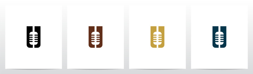 Microphone On Letter Logo Design U © recehan