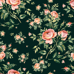  Floral abstract print beautiful drawn roses