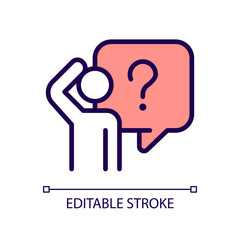 Bewildered person RGB color icon. Curious person looking for answer. Searching information source. Isolated vector illustration. Simple filled line drawing. Editable stroke. Arial font used
