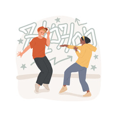 Hip hop battle isolated cartoon vector illustration. Young teenage boys dancing hip-hop, teens lifestyle, leisure time together, having fun with friends, music world vector cartoon.
