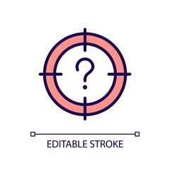 Central question RGB color icon. Main problem solution searching. Focus on target. Business work. Isolated vector illustration. Simple filled line drawing. Editable stroke. Arial font used