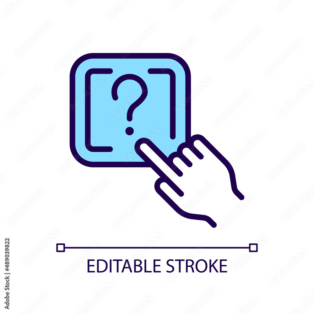 Poster question button rgb color icon. request to technical support. looking of problem solving. isolated v
