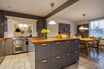 Traditional looking modern luxury grey and white kitchen