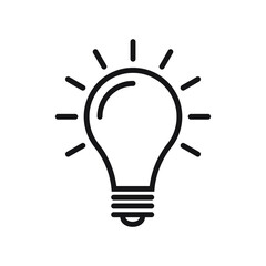 The light bulb icon vector, full of ideas and creative thinking, analytical thinking for processing. Outline symbol illustration.