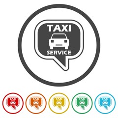 Taxi service ring icon, color set