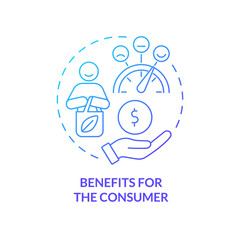 Benefits for consumer blue gradient concept icon. Circular economy advantage abstract idea thin line illustration. Responsible consumption. Isolated outline drawing. Myriad Pro-Bold font used