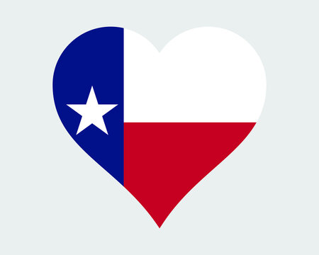 Texas USA Heart Flag. TX US Love Shape State Flag. Texan United States of America Banner Icon Sign Symbol Clipart. EPS Vector Illustration.