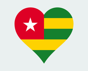 Togo Heart Flag. Togolese Love Shape Country Nation National Flag. Togolese Republic Banner Icon Sign Symbol. EPS Vector Illustration.