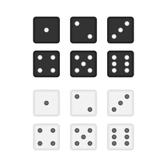 Dice collection. Game dice, cubes. Casino and betting. Vector stock illustration.