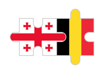 puzzle pieces of georgia and belgium flags. vector illustration isolated on white background