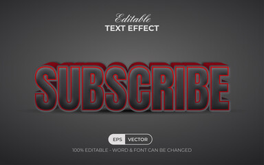 Subscribe text effect style. Editable text effect.