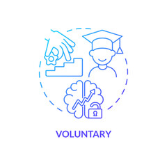 Voluntary education blue gradient concept icon. Motivation and intention. Lifelong learning characteristics abstract idea thin line illustration. Isolated outline drawing. Myriad Pro-Bold fonts used