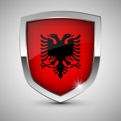 EPS10 Vector Patriotic shield with flag of Albania.