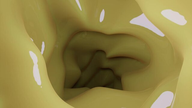 View inside of abstract alien intestine with smooth muscles. Design. Extraterrestrial creature body that changing colors, seamless loop.