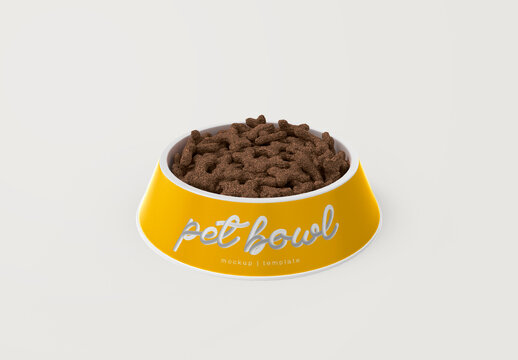 Pet Bowl with Feed Mockup