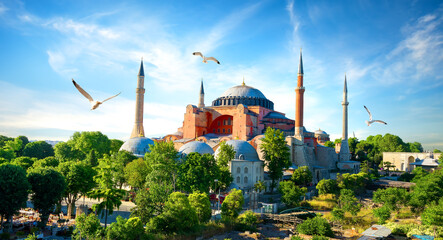 Hagia Sophia in summer Istanbul at sunny day, Turkey