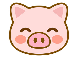 笑顔のブタの顔アイコン＿ベクター