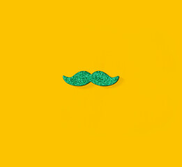 Saint Patricks Day green mustache - flat lay