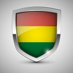 EPS10 Vector Patriotic shield with flag of Bolivia.
