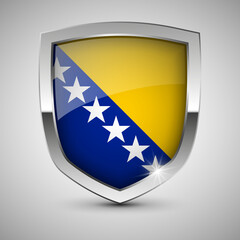 EPS10 Vector Patriotic shield with flag of Bosnia.