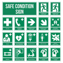 Set of Safe Condition Sign. ISO 7010 Sign. Safety Poster Sign for Factory.
