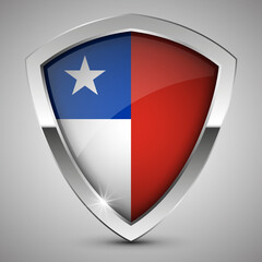 EPS10 Vector Patriotic shield with flag of Chile.