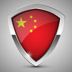 EPS10 Vector Patriotic shield with flag of China.