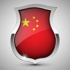 EPS10 Vector Patriotic shield with flag of China.