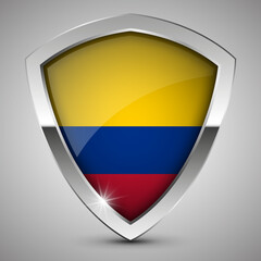 EPS10 Vector Patriotic shield with flag of Colombia.