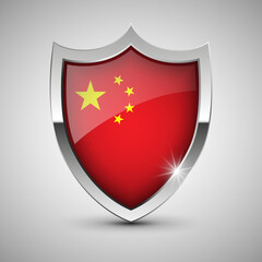 EPS10 Vector Patriotic shield with flag of China.