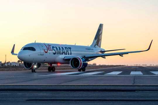 JetSmart airlines commercial aircraft in the airport