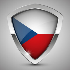 EPS10 Vector Patriotic shield with flag of CzechRepublic.