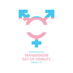 International Transgender Day of Visibility vector. Transgender symbol icon isolated on a white background. Transgender Day of Visibility Poster, March 31. Important day - obrazy, fototapety, plakaty