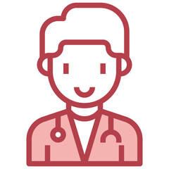DOCTOR red line icon,linear,outline,graphic,illustration