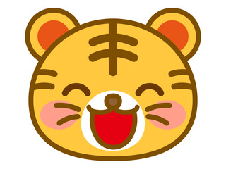 笑顔のトラの顔アイコン＿ベクター