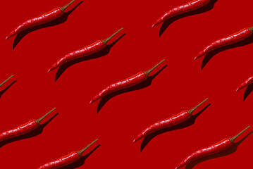 Motif de piments rouges chauds. Style pop-art. Bon pour les bannières Web, la conception Web, les arrière-plans de sites Web.