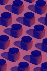 Pattern of glass jars of editable sauce.Pop-art style. Good for web-banners, web-design, instagram...