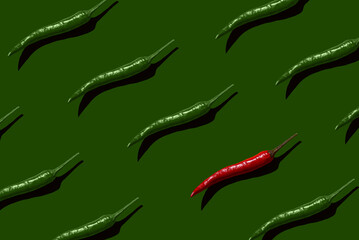 Pattern of hot chili peppers. Pop-art style. Good for web-banners, web design, website backgrounds..