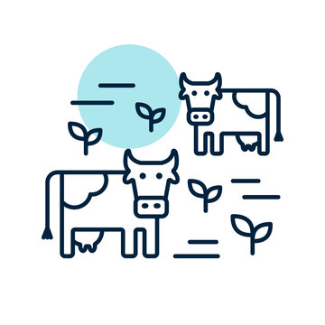 Cow On A Pasture Vector Icon