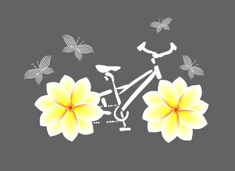 A simple stylized bicycle with flowers . Vector illustration