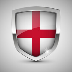 EPS10 Vector Patriotic shield with flag of England.