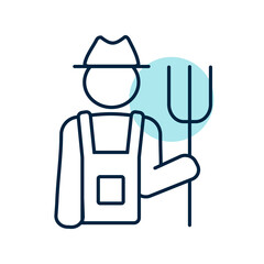 Farmer holding pitchfork vector icon
