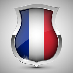 EPS10 Vector Patriotic shield with flag of France.