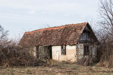 Abandoned traditional old wooden house. 