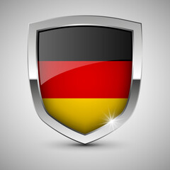 EPS10 Vector Patriotic shield with flag of Germany.