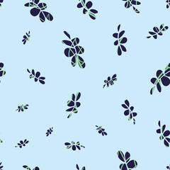 Abstract blue leaves seamless pattern print