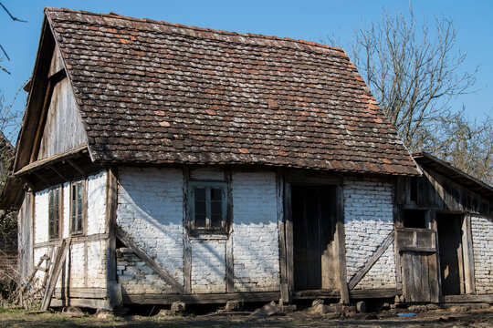 Abandoned traditional old wooden house. 