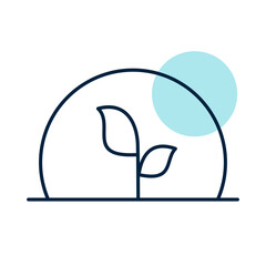 Greenhouse with green plants inside vector icon