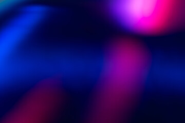 Blur color flare. Neon glow background. Bokeh radiance reflection. Defocused fluorescent blue pink...