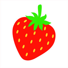 Whole strawberry icon in flat style, isolated on white background. Strawberry fruit cartoon icon vector illustration. Healthy vegetarian food.